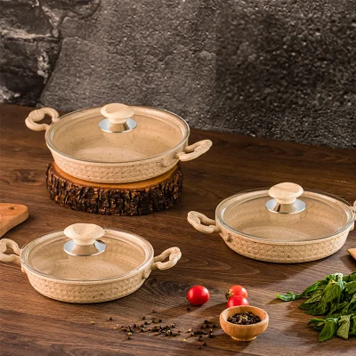Evren 6 Parça Cream Kapaklı Döküm Sahan Seti
